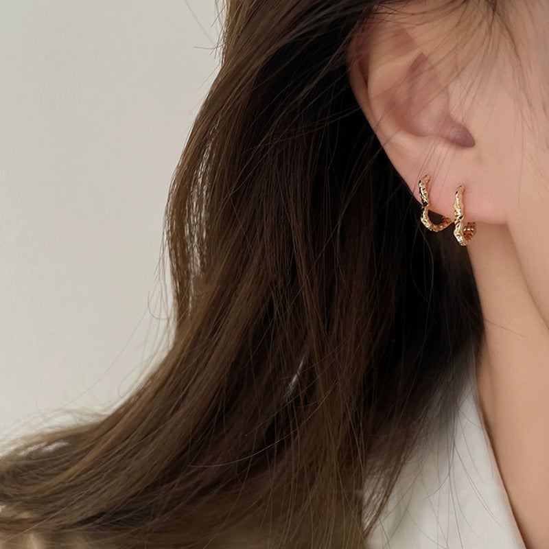 Wholesale White copper heart-shaped plain ring Valentine' s Day earrings