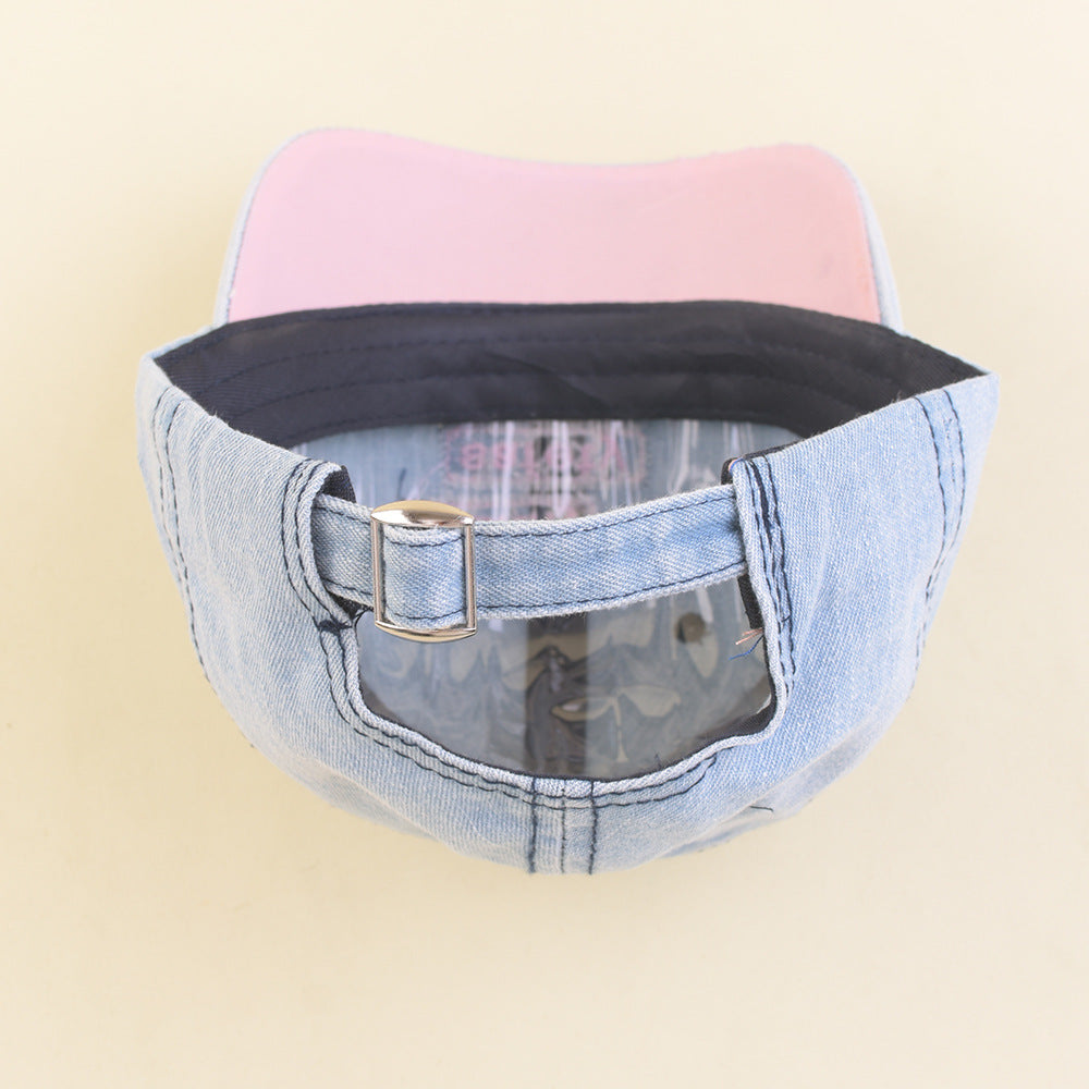 Wholesale Denim Soft Top English Label Children's Peaked Cap