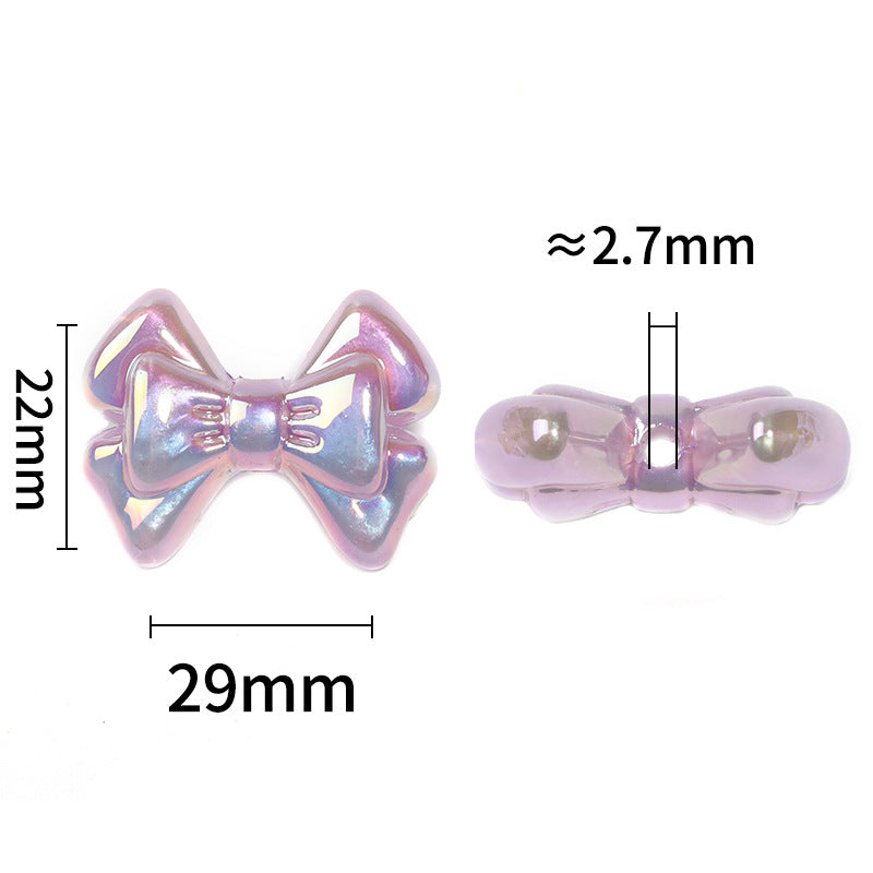 Wholesale 100pcs  Luminous double layer bow beaded UV electroplated acrylic beads DIY