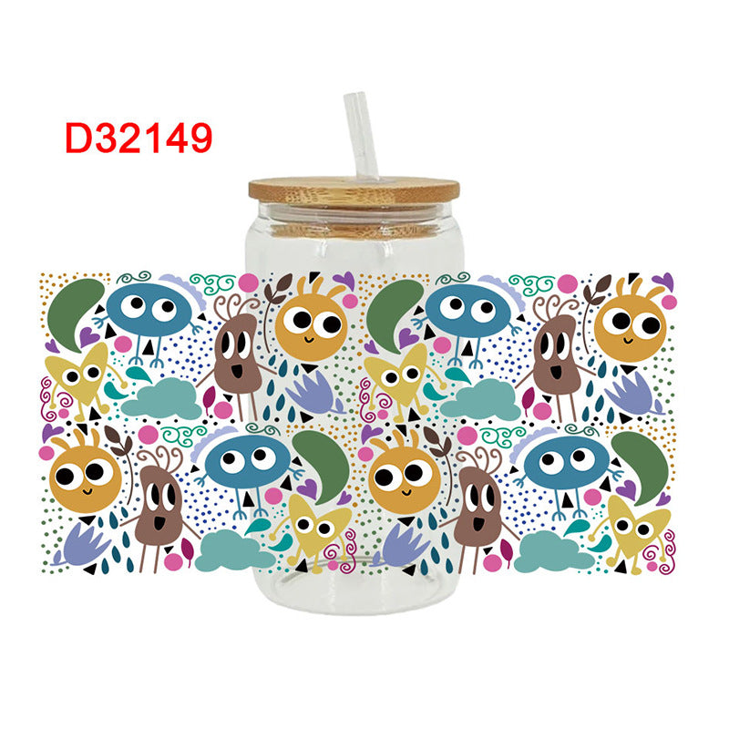 Wholesale Uv Transfer Sticker Glass Cup  Crystal Sticker 16oz Cup UV DTF Wraps