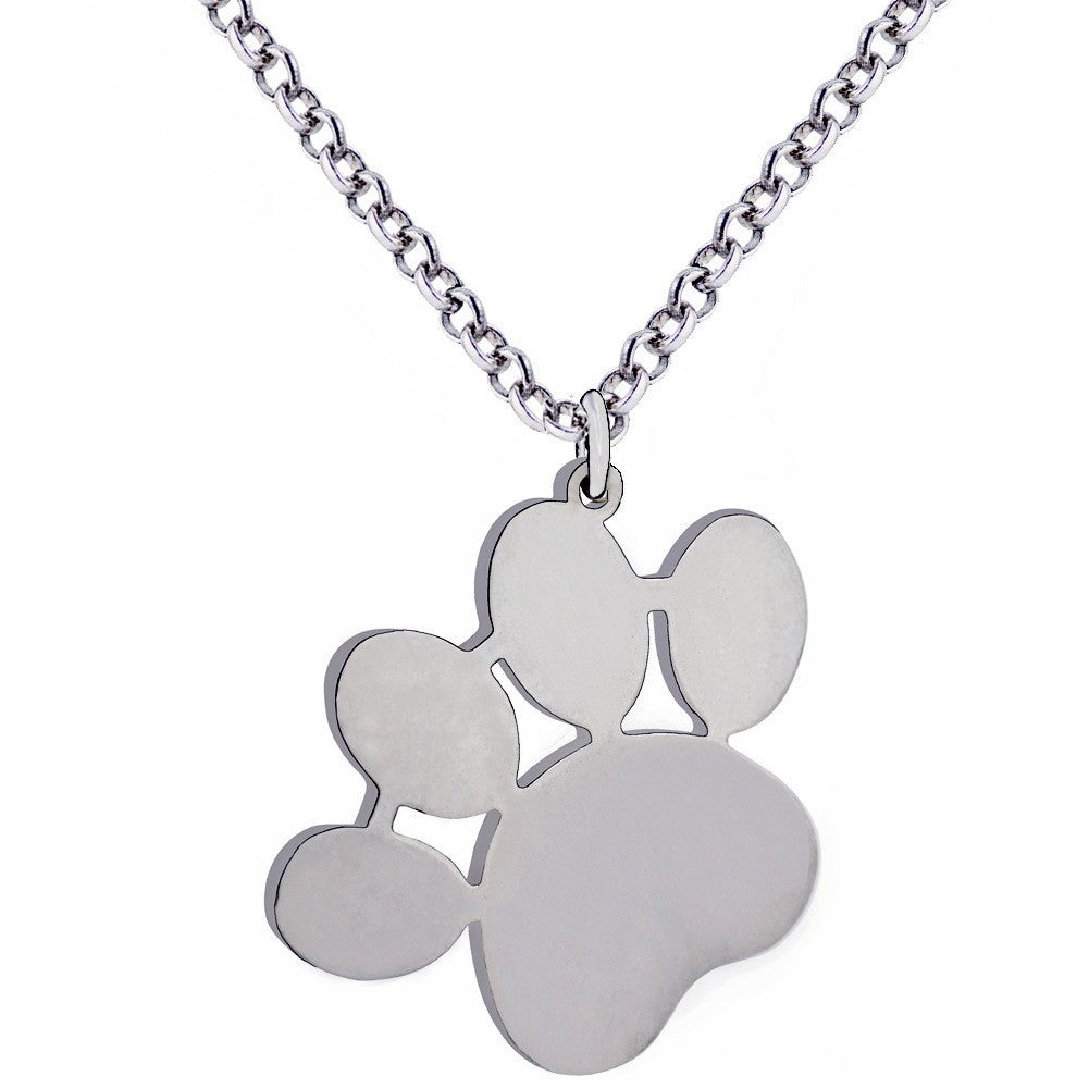 Wholesale Stainless steel pet cat and dog paw letter necklace