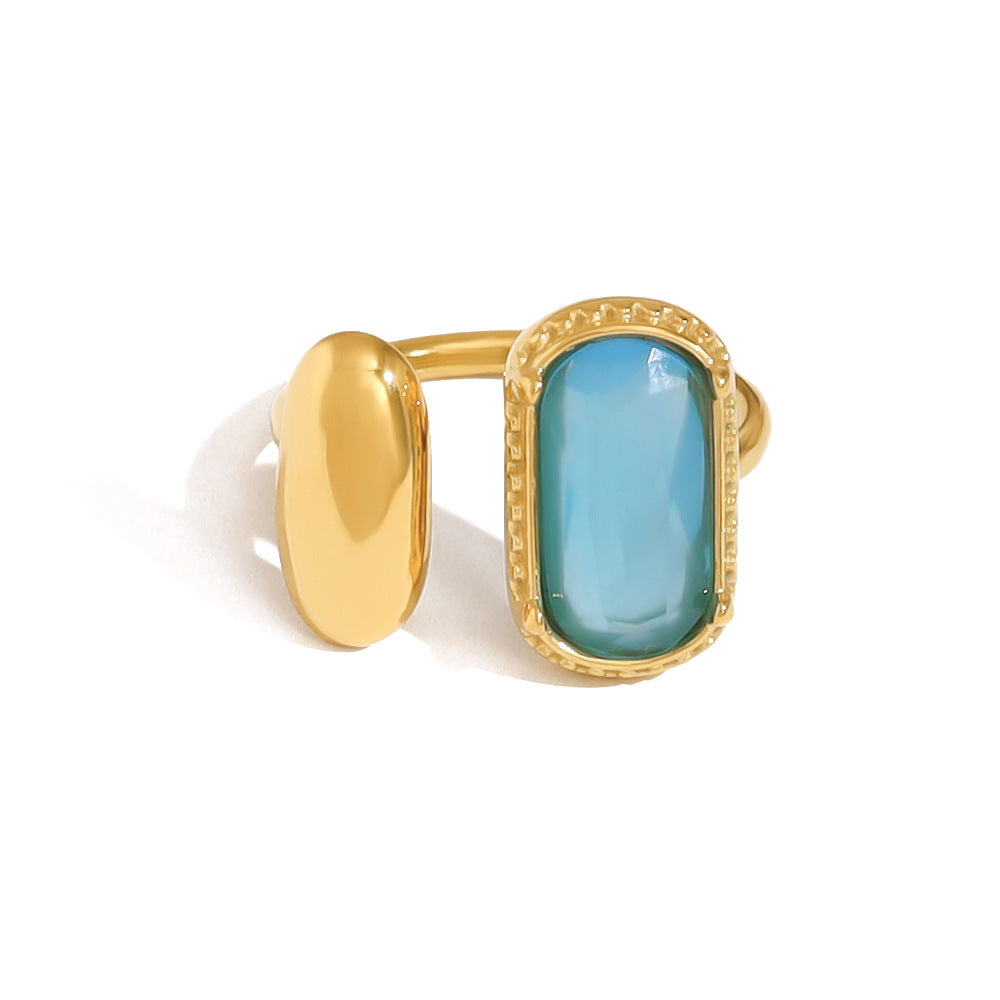 Wholesale Light luxury high-end zircon open titanium steel ring