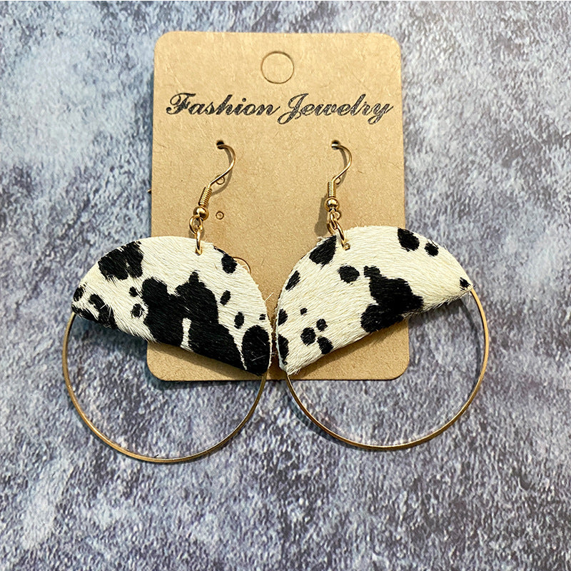 Wholesale Leather Western Style Trendy Patchwork Bohemian Style Atmospheric Fashion Earrings