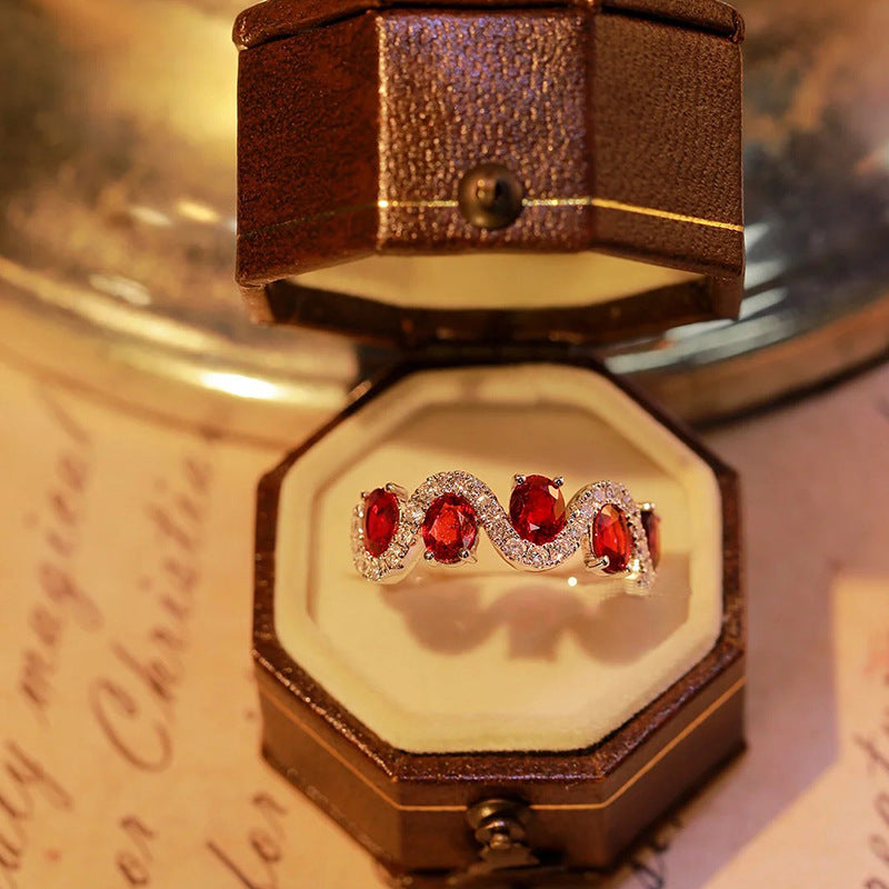 Wholesale of Red Colored Gemstone Copper Rings