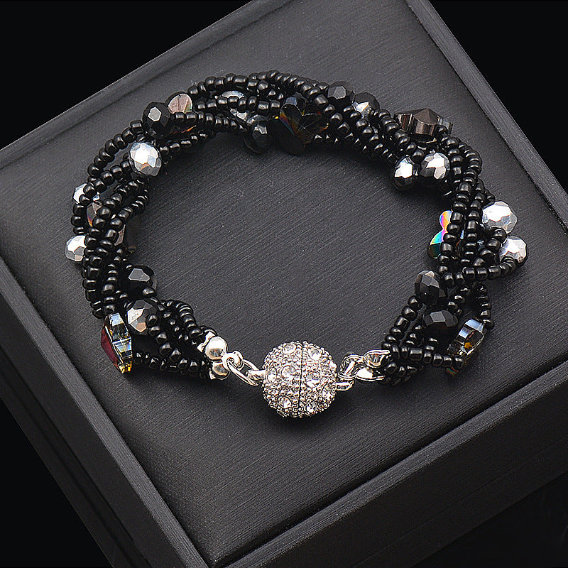 Wholesale Magnet Rhinestone Butterfly Crystal Beads Necklace Bracelet Set