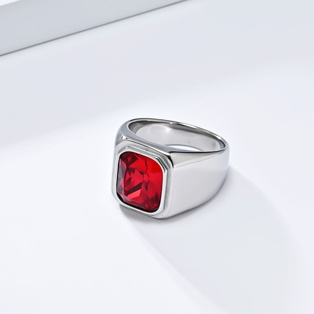 Wholesale 18K gold plated stainless steel ring with gemstone