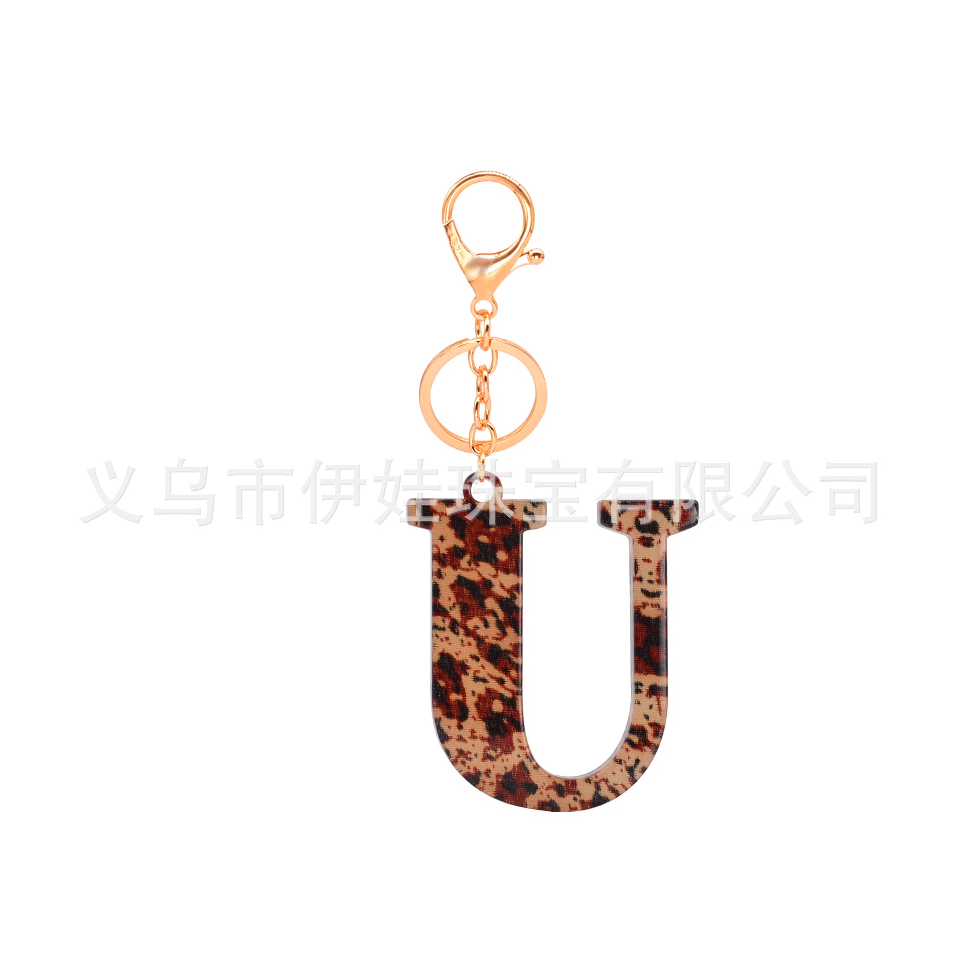 Wholesale  26 letters complete  Acrylic leopard print letter keychain
