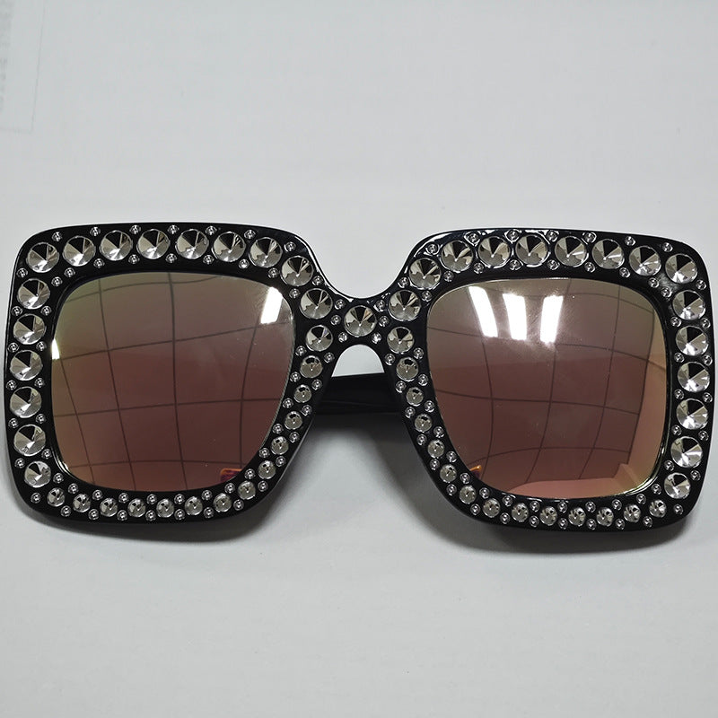 Wholesale Square Frame Diamond Retro Trendy Sunglasses