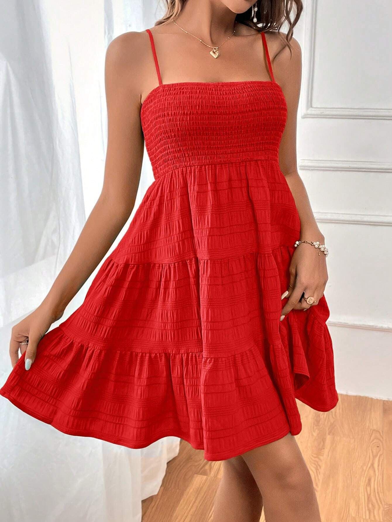 Wholesale Women's Summer Arrival Thin Sling Solid Color All-match Textured Dress