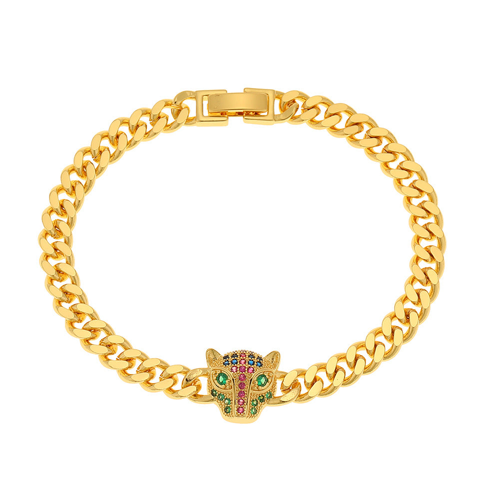 Wholesale Leopard Head Copper Zircon Bracelet