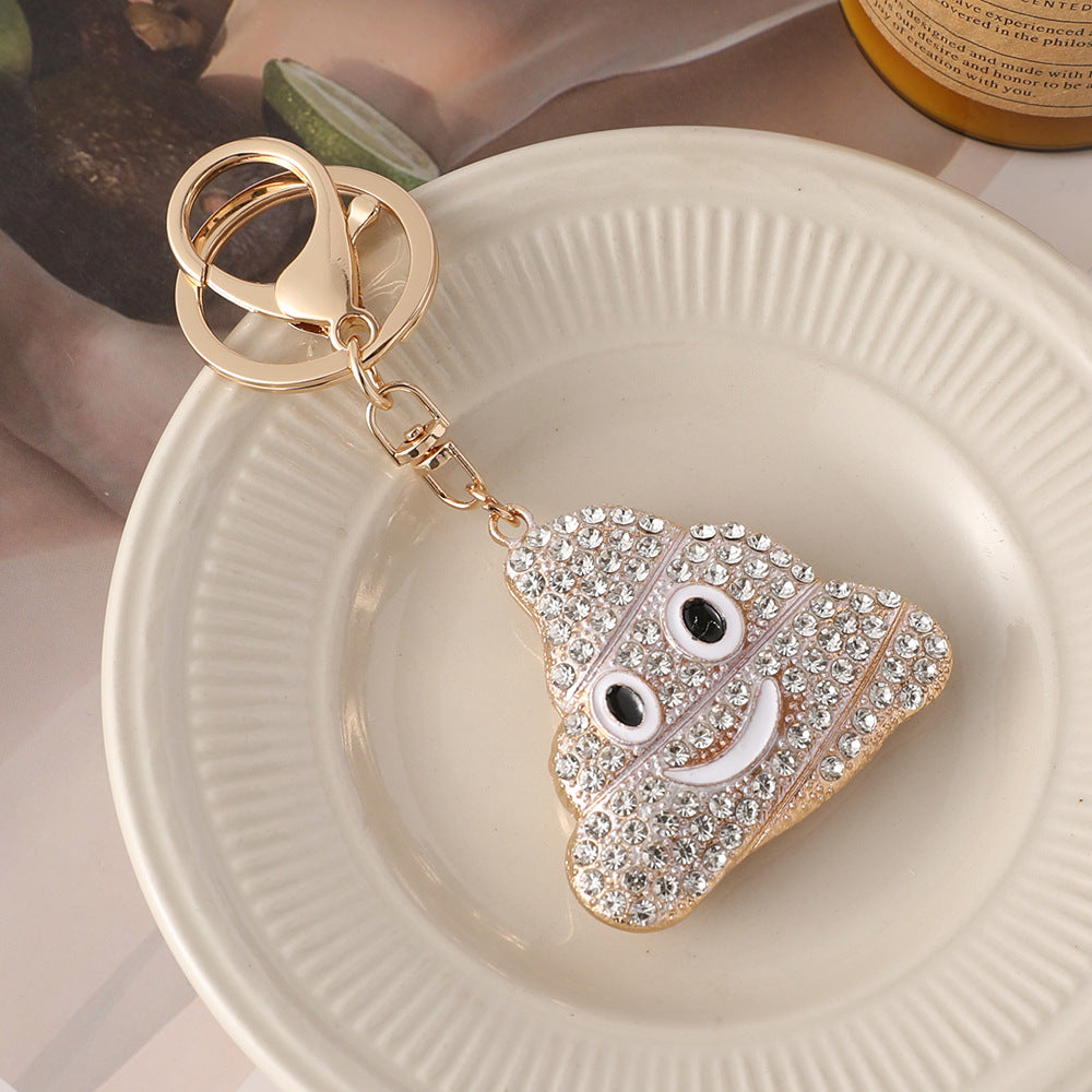 Wholesale Cartoon Cute Rhinestone Poop Novelty Metal Keychain