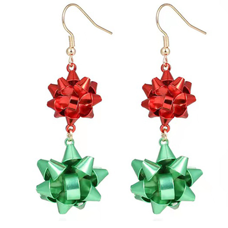 Wholesale Fashion Christmas Cute Cartoon Christmas Tree Bell Light Bulb Snowflake Alloy Earrings