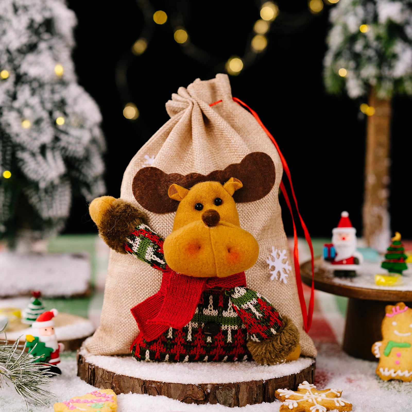 Wholesale Christmas New Decorations Cartoon Dolls Linen Gift Bags