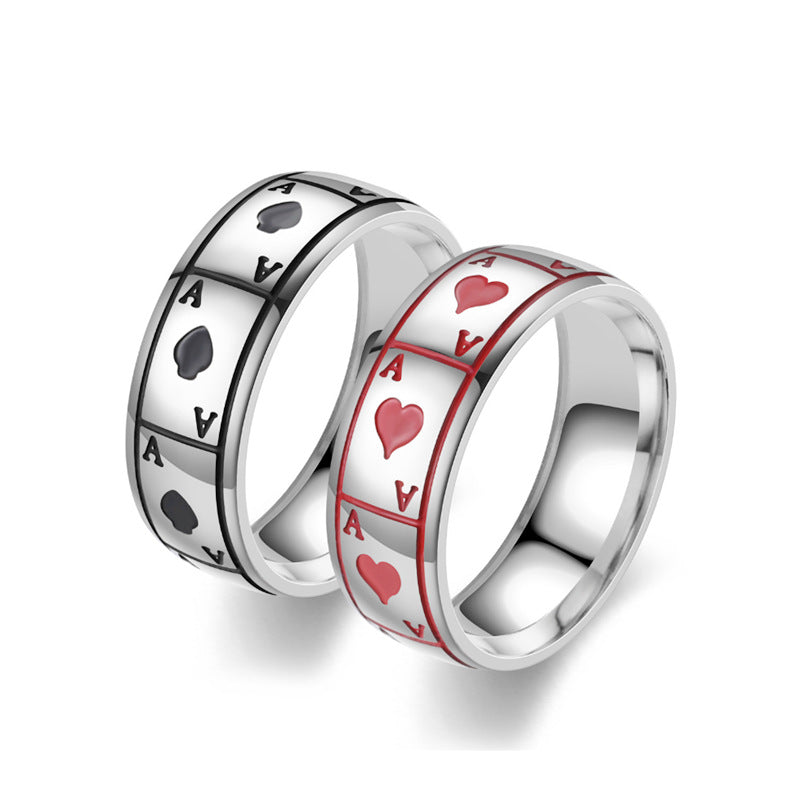 Wholesale Ace of Spades Titanium Steel Ring Ring