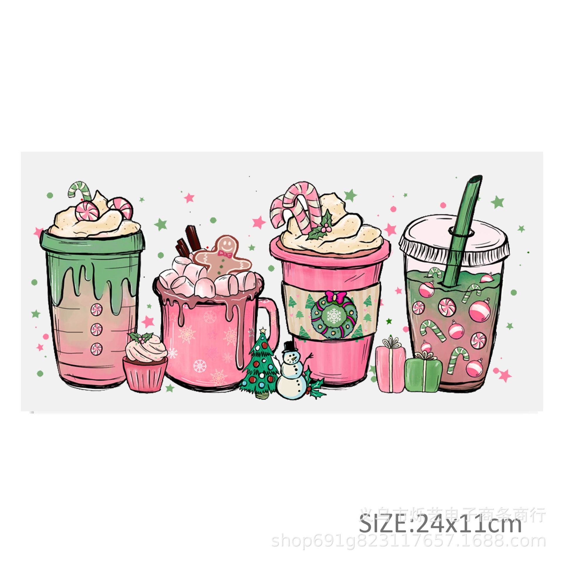 Wholesale Christmas  Snowman Drink  16oz Cup UV DTF Wraps