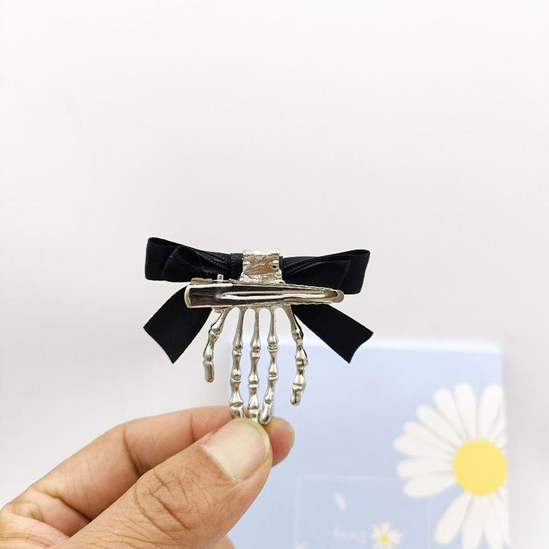 Wholesale Halloween Skull Ghost Claw Bow Alloy Hairpin