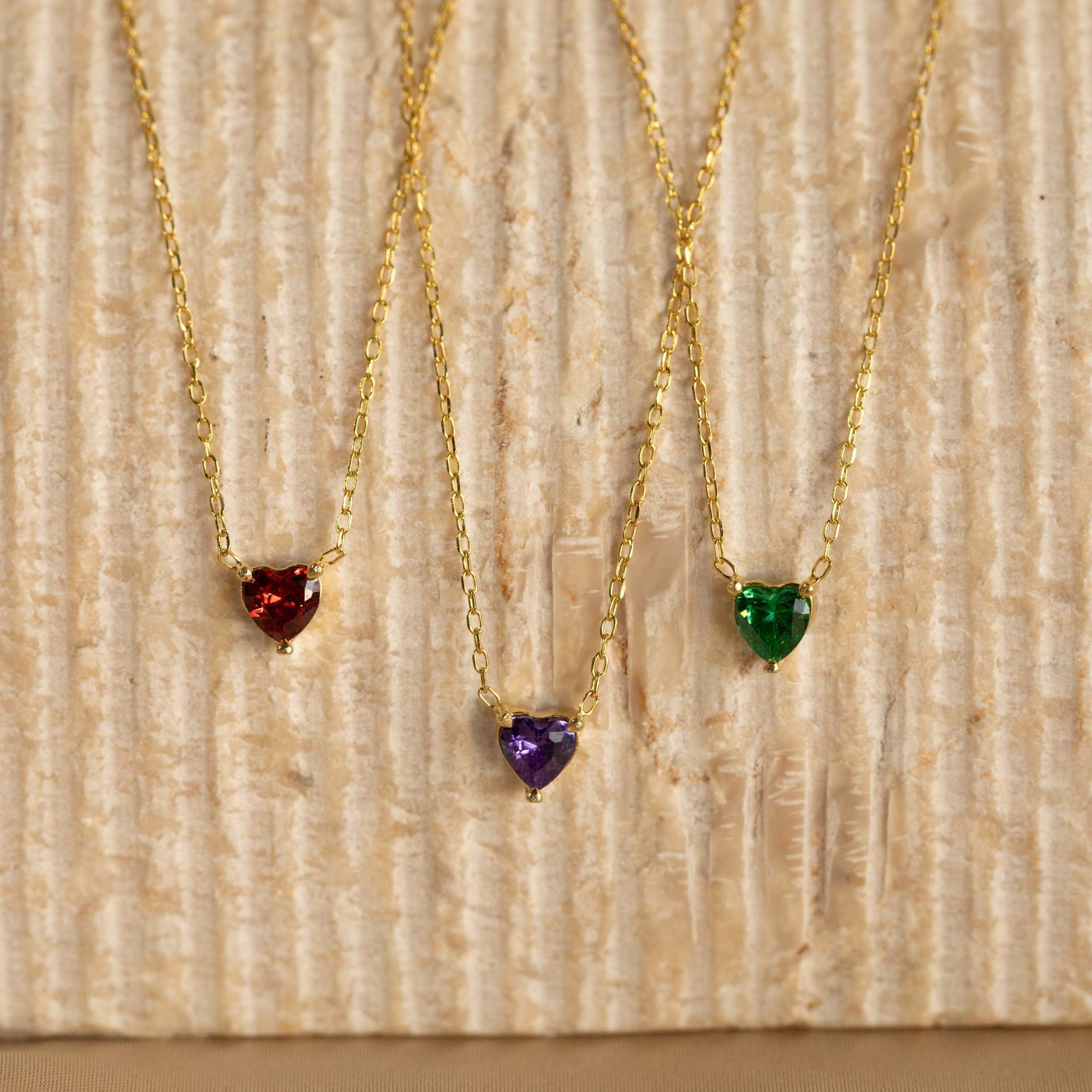 Wholesale Trendy 12 Month Birthstones Heart Pendant Necklace Titanium Steel O Shape Chain Everyday Jewelry Accessory For Boutique Resale