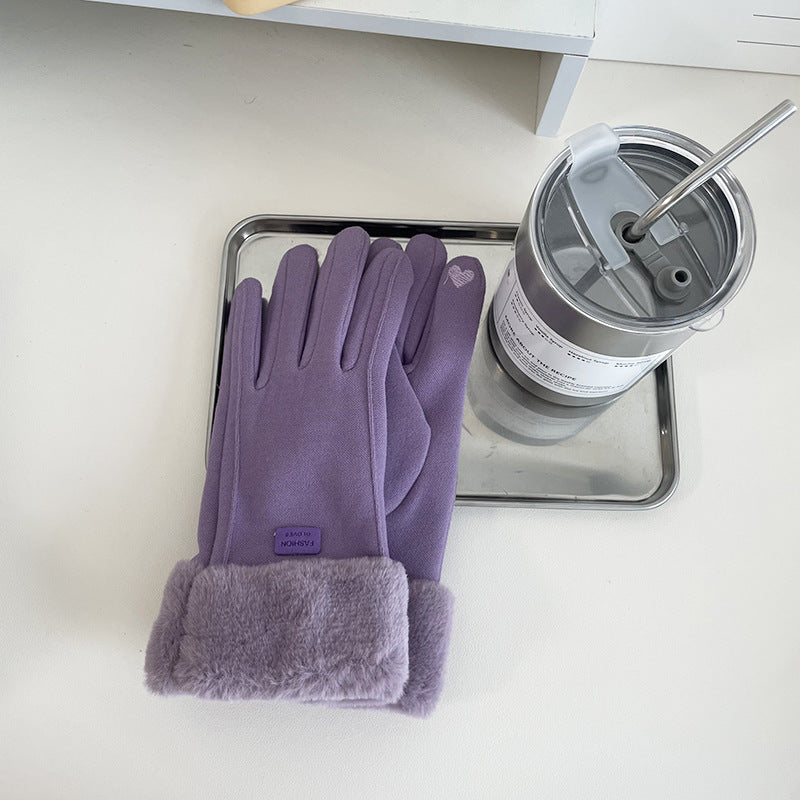 Wholesale Warm and Thickened Five Finger Touch Screen Polyester Gloves