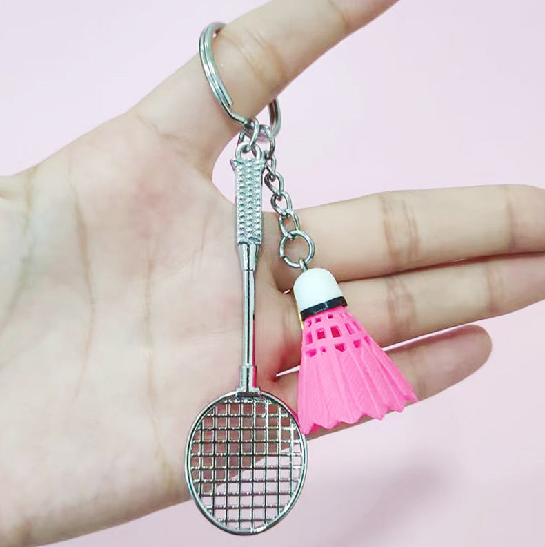 Wholesale Creative Simulation Badminton Metal Racket Keychain