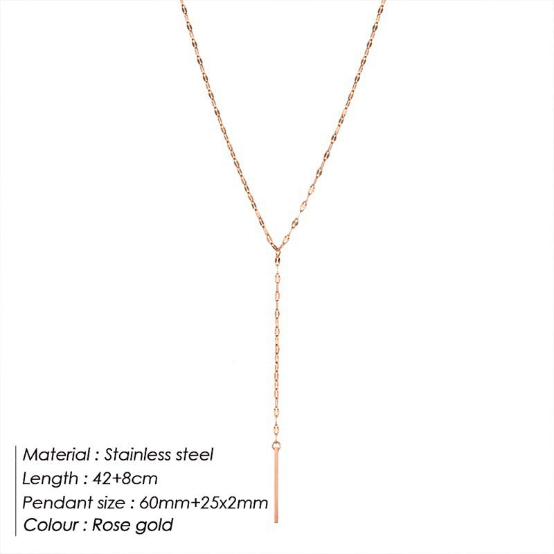 Wholesale 14K Gold-plated Stainless Steel Y-shaped Lace Lip Chain Necklace