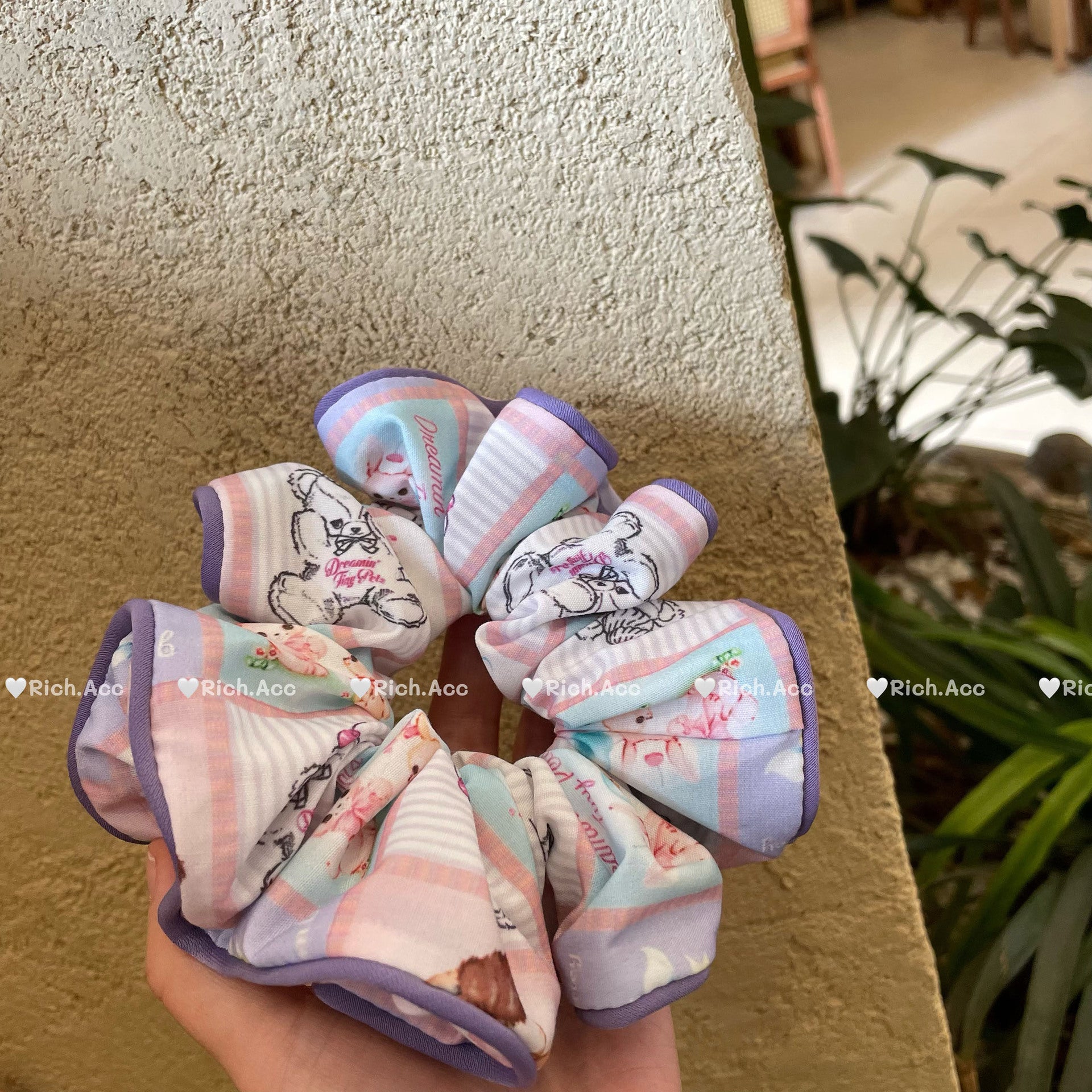 Wholesale Cute cartoon oil painting fabric large hair band