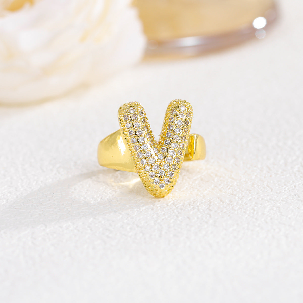 Wholesale  Gold Plated Copper Set with Zircon Open Ring