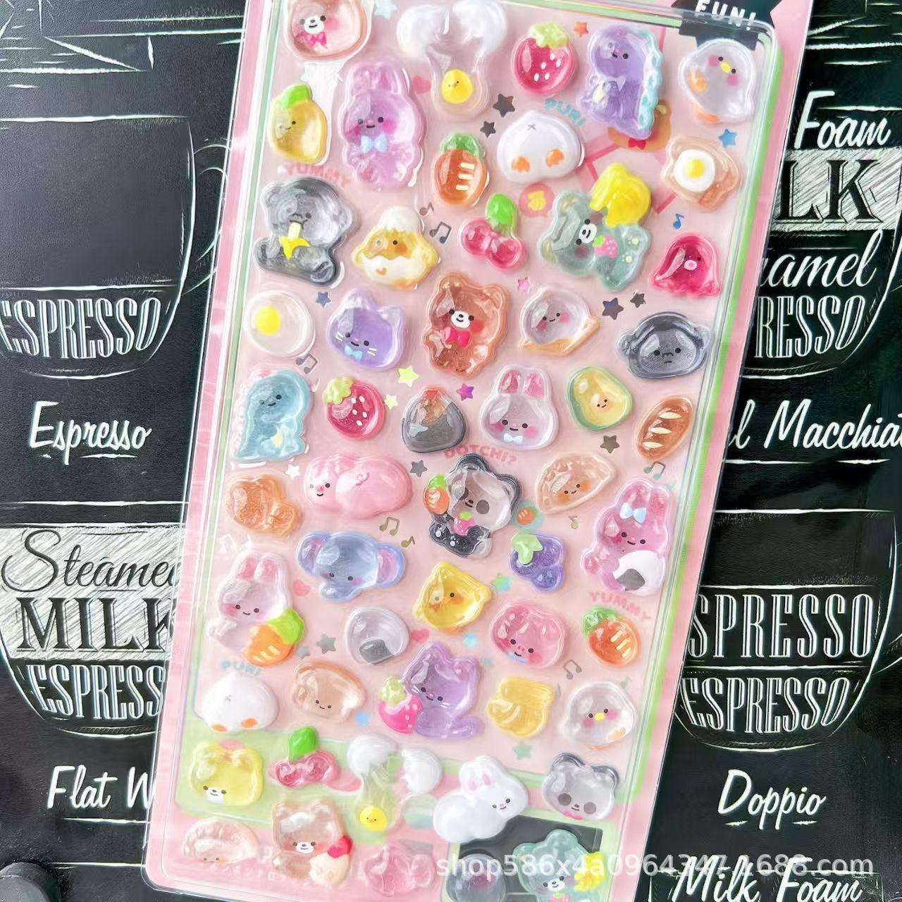 Wholesale 10pcs Cartoon Fun Hollow Crystal Cute Animal 3D Stickers OLY Exclusive