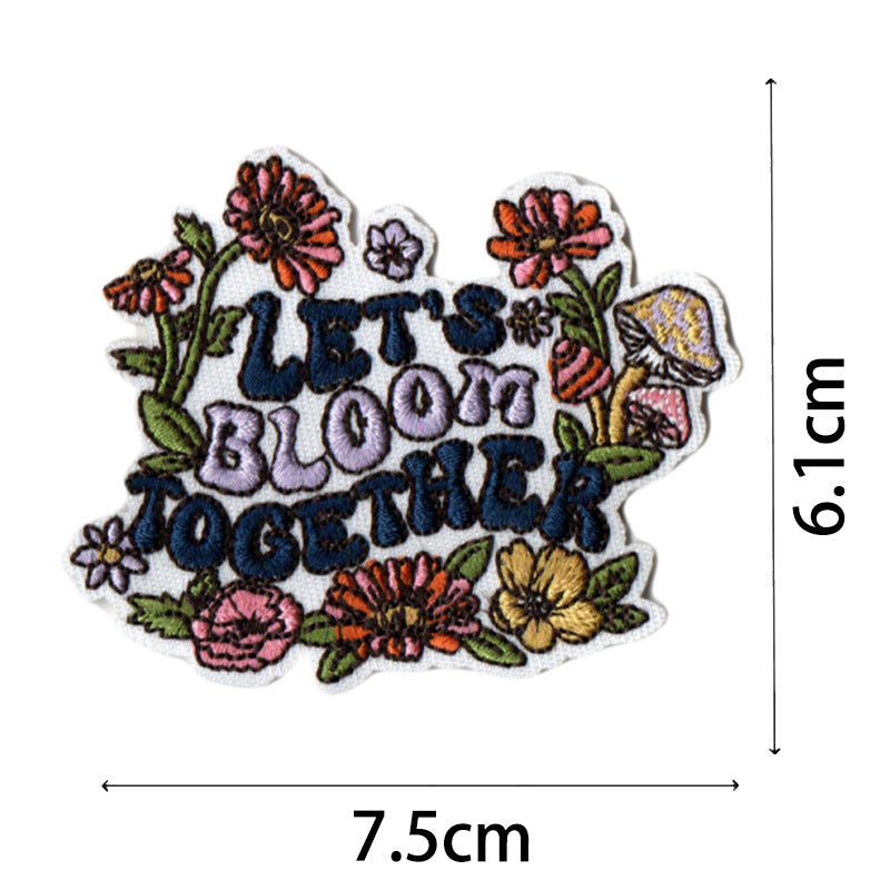 Wholesale Bohemian embroidered fabric patch with positive energy quotes for bags  DIY Patches