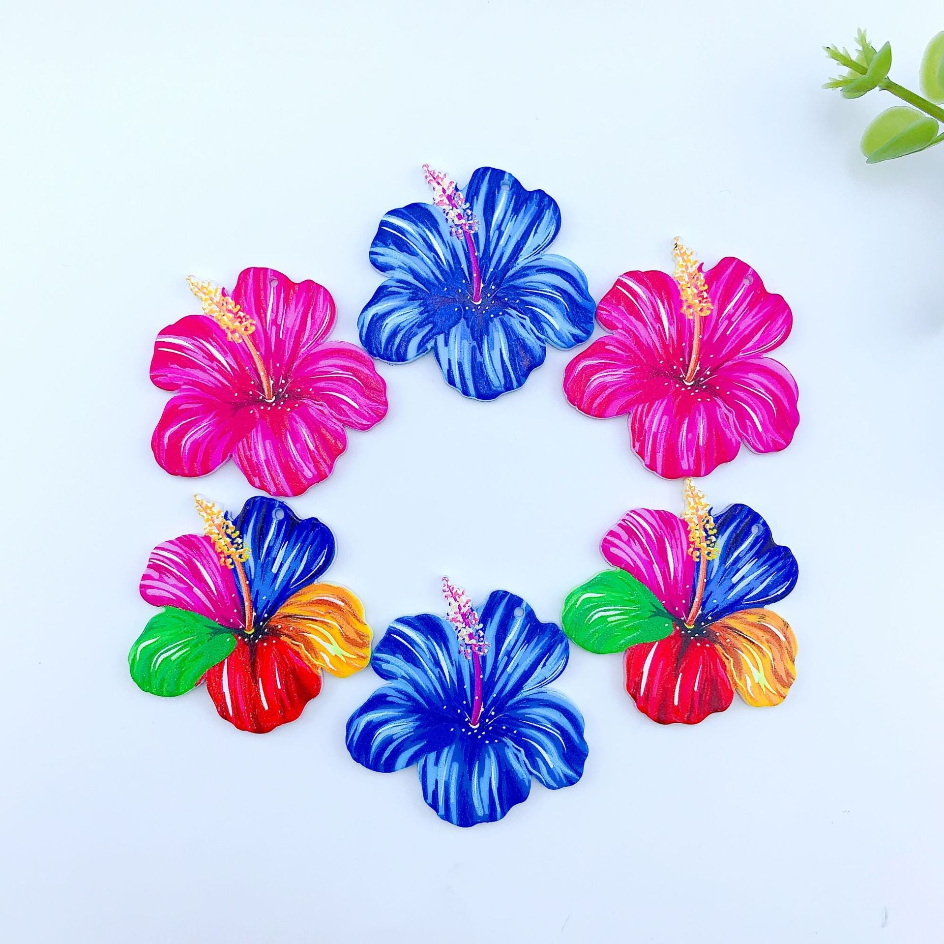 Wholesale 30pcs Small Flower Contrast Double-sided Ink Painting Handmade DIY Jewelry Accessories