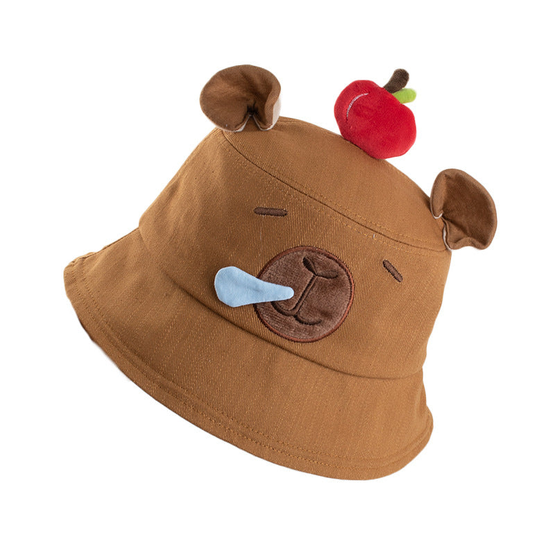 Wholesale Kapibala Apple Fisherman Hat Casual Cartoon Cute Sun Protection Bucket Hat