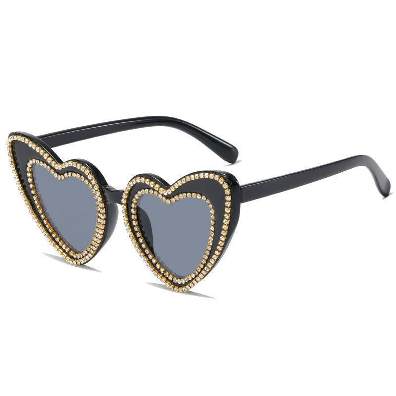 Wholesale Leopard Pattern Love Diamond Set PC Sunglasses