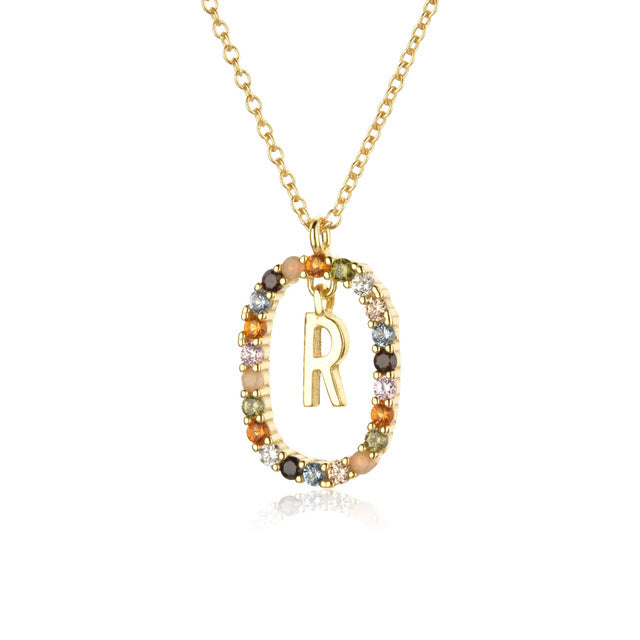 Collares de cobre de cristal de piedra preciosa de alfabeto al por mayor