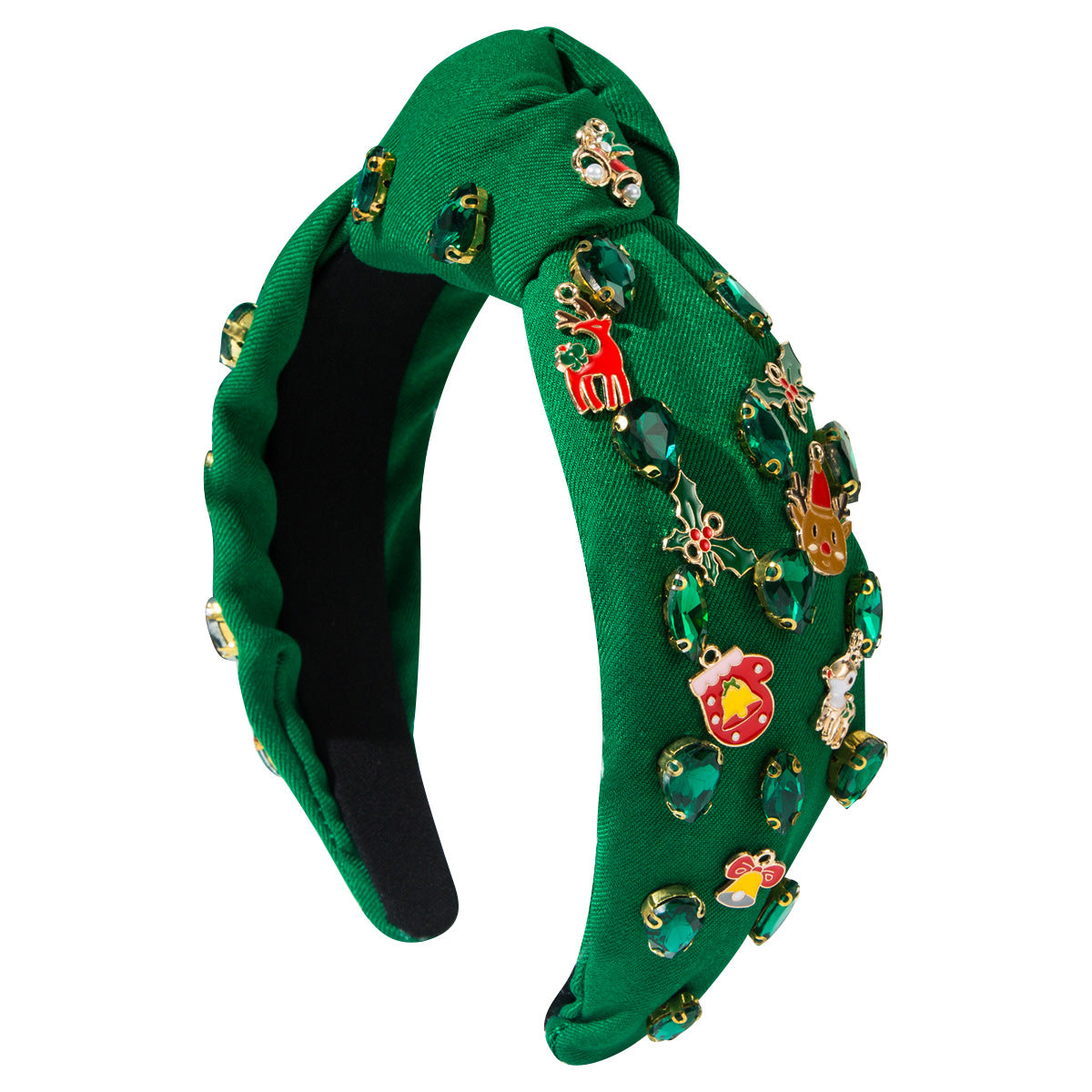 Wholesale Christmas Plus Cotton Headband Hand-stitched Glass Diamond Alloy Christmas Hair Ornament