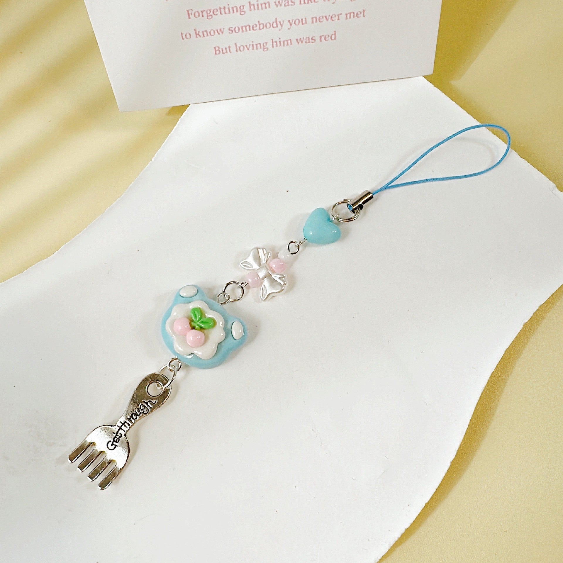 Wholesale Strawberry cake bead cute keychain