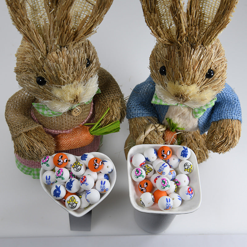 Cuentas de silicona de conejito de pascua de 50 piezas al por mayor