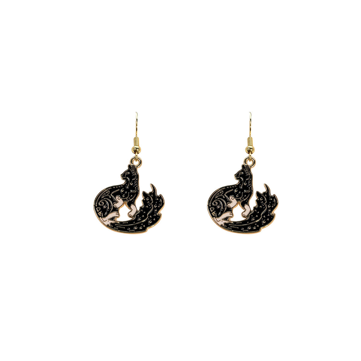 Wholesale Dark Style Cat Halloween Horror Funny Oil Drop Rose Phoenix Earrings