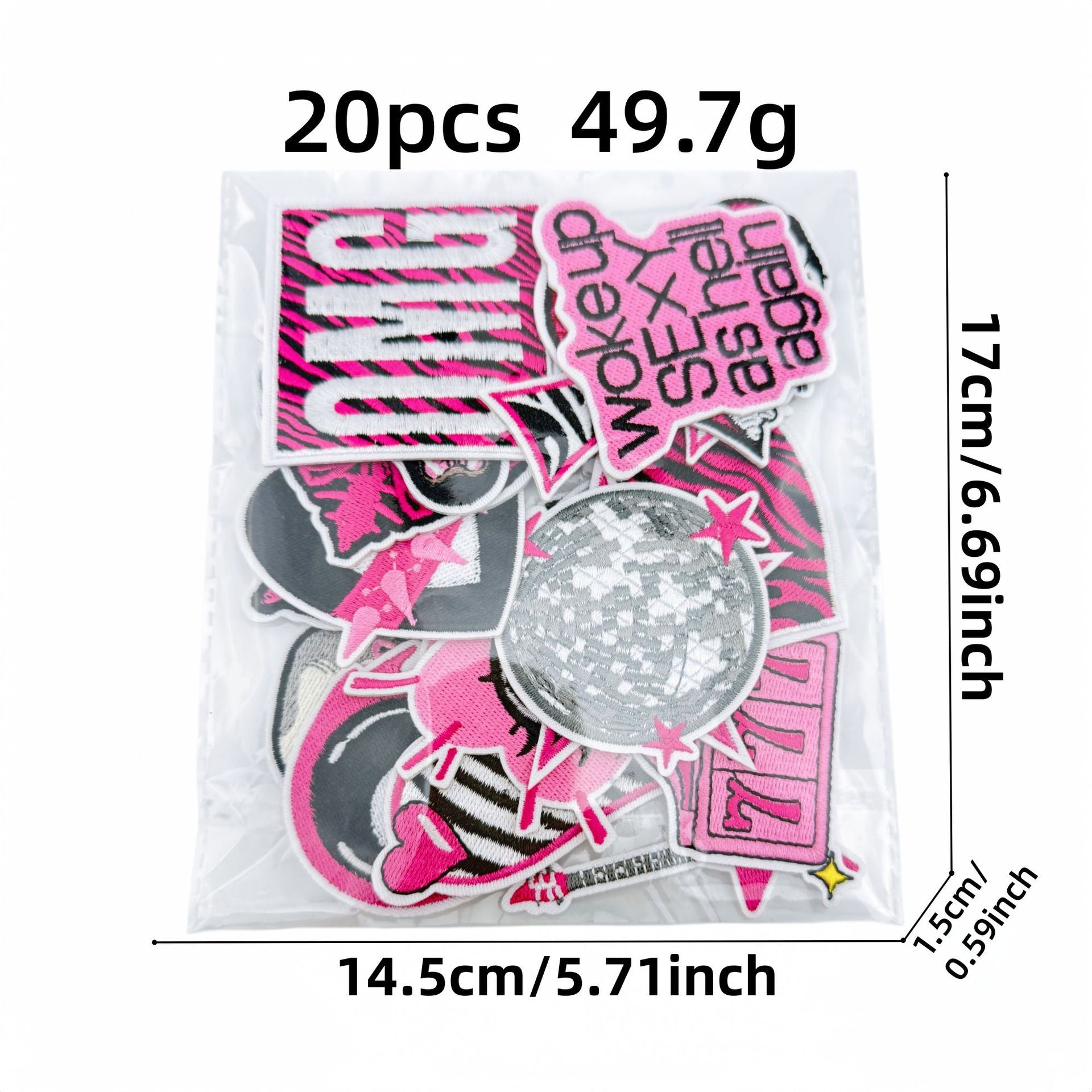 Wholesale Y2K Black Pink Heart Star Embroidered Patches 20 Pcs Fashion Decorative Accent For Clothing Bags Gift Craft Supply