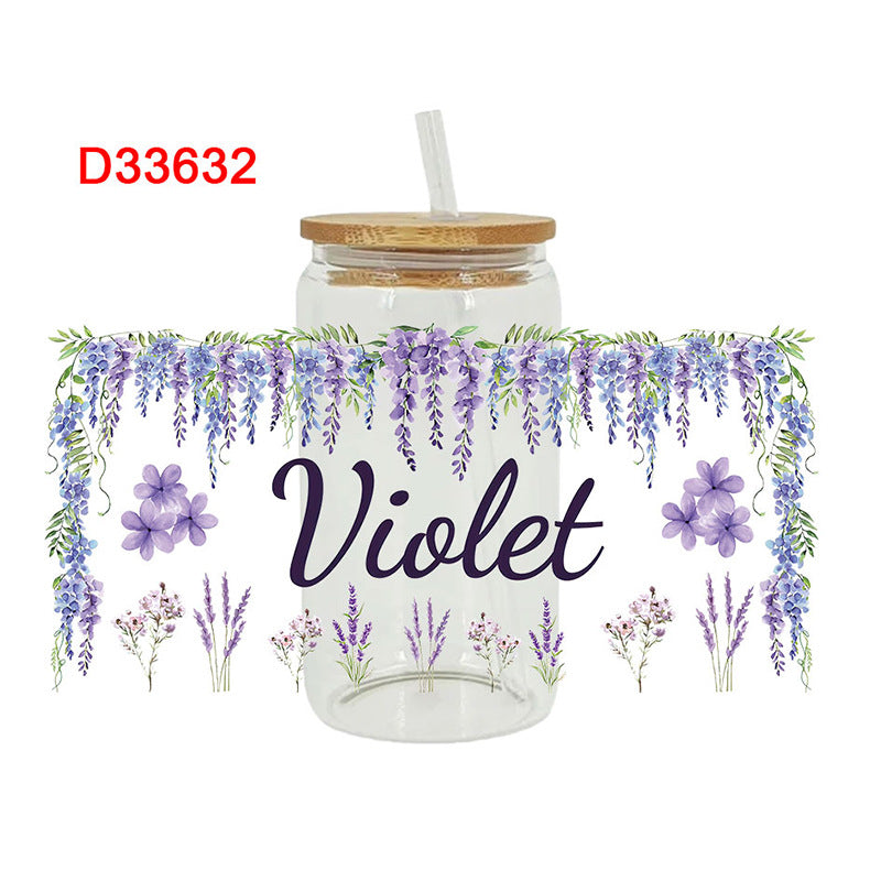 Wholesale Purple and black Pattern 16oz Cup UV DTF Wraps