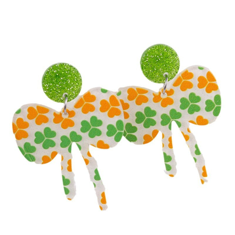 Wholesale St.  Patrick' s Day Clover Hat Butterfly Acrylic Earrings