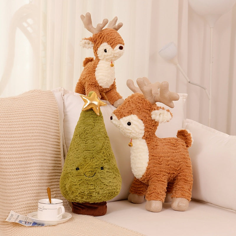 Wholesale PP Cotton Christmas Deer Plush Doll and Christmas Tree Ornaments