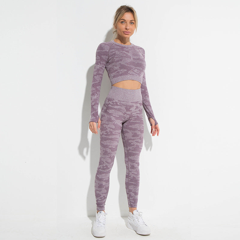 Wholesale Camouflage Quick Drying Exercise Sets for Women's Fitness Nylon Yoga Clothes