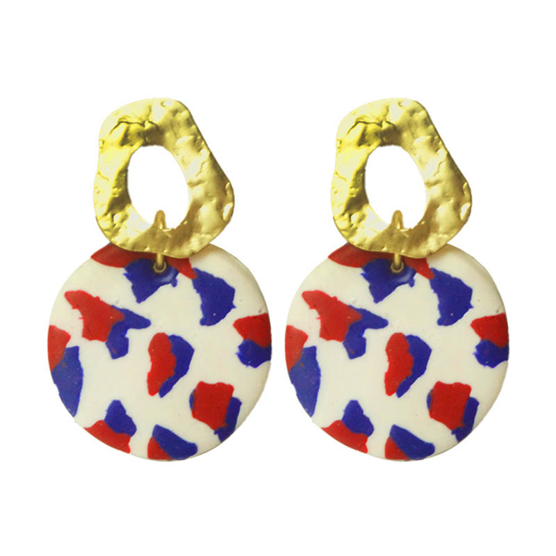Wholesale soft pottery fashion earrings love color clay earrings