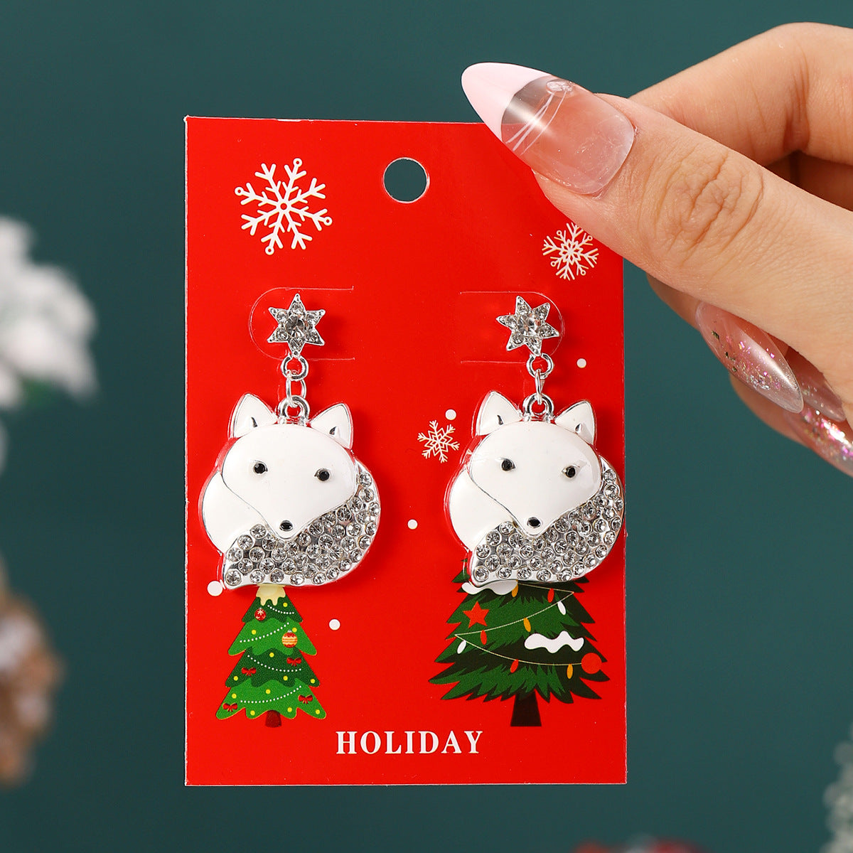 Wholesale Christmas cartoon diamond alloy earrings