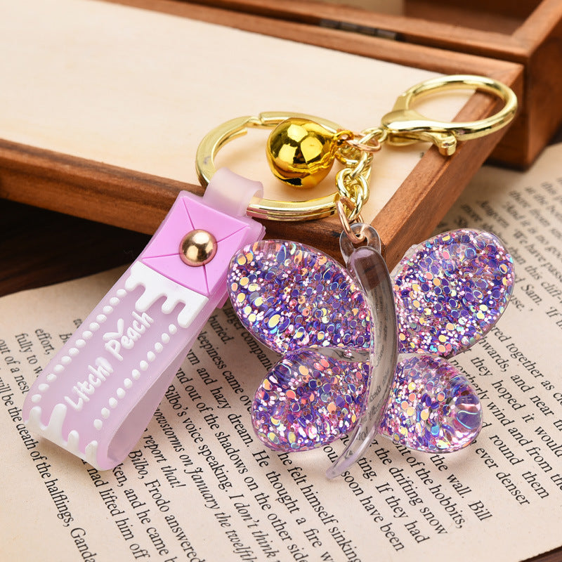 Wholesale Acrylic Butterfly Keychain with Diamonds
