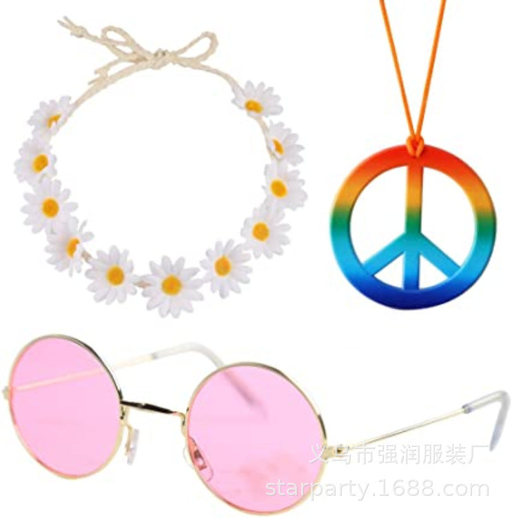 Wholesale PC 60s Series Flower Headband Glasses Set