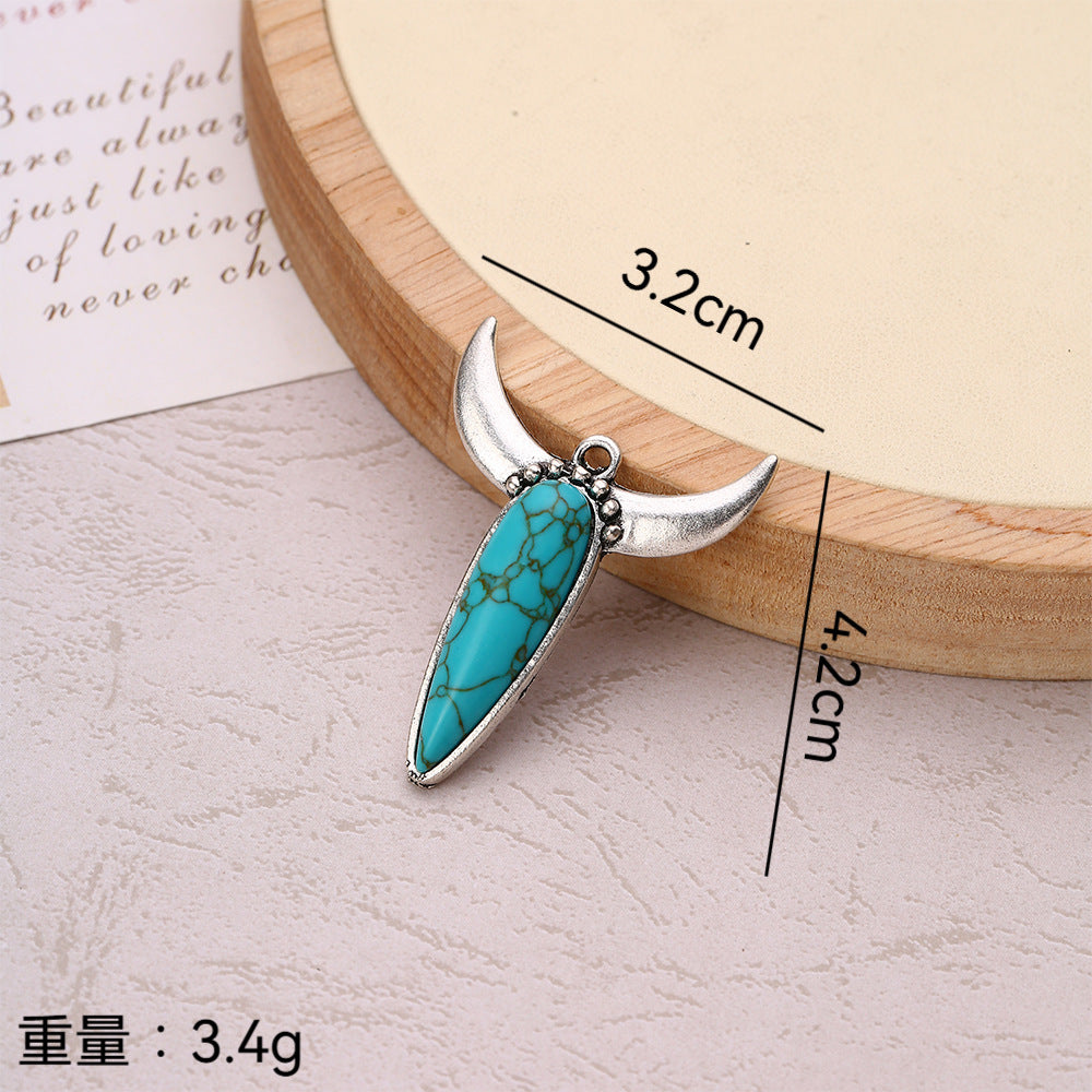 Wholesale 10pcs Bohemian style turquoise diverse bull pendant