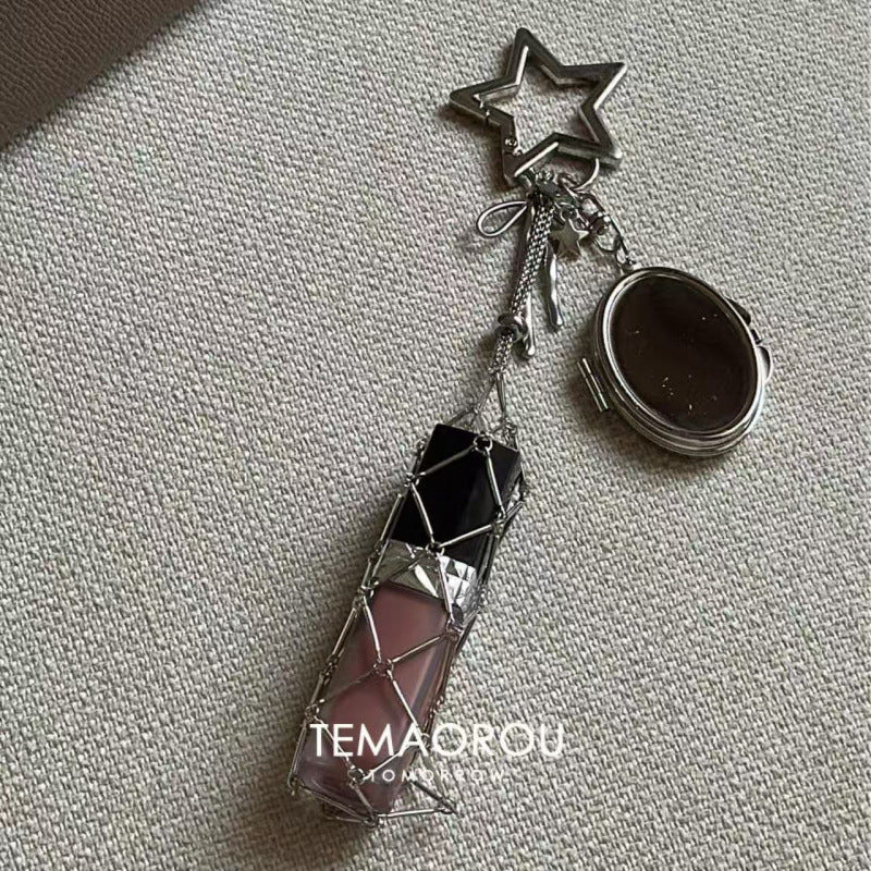 Wholesale Silver mesh bag with hand cream lipstick pull-out bag hanging chain