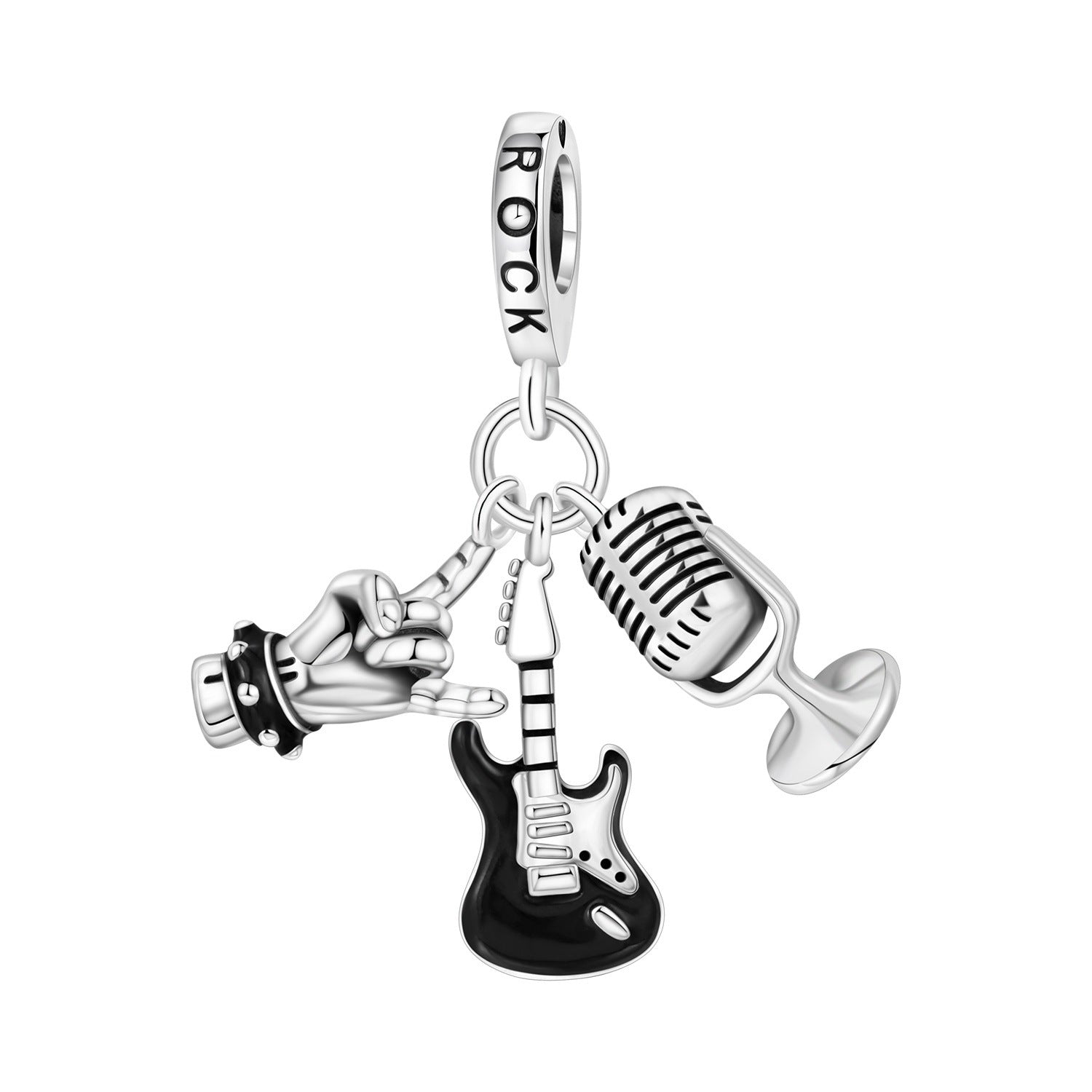 Wholesale Music Sports Series Football Guitar Silver Plated Charms
