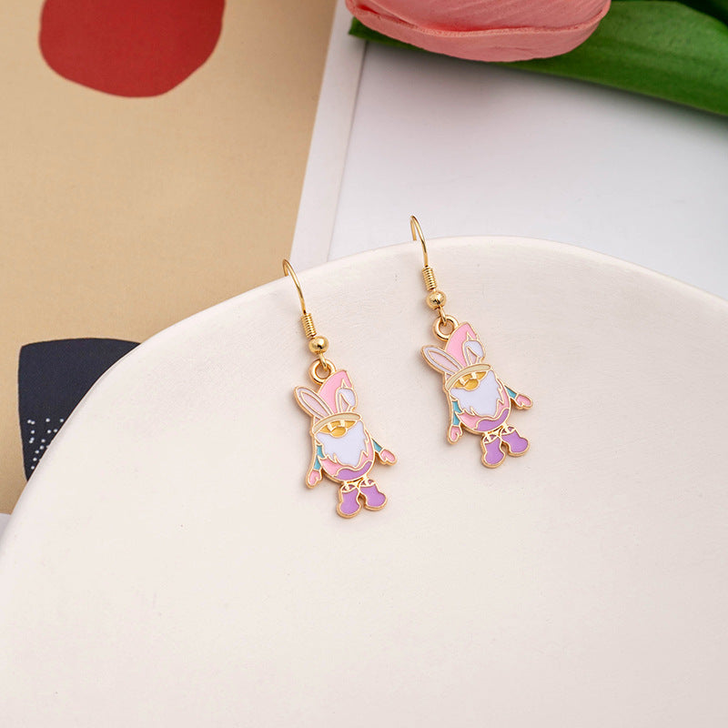 Wholesale Easter Egg Cartoon Titanium Steel Earrings