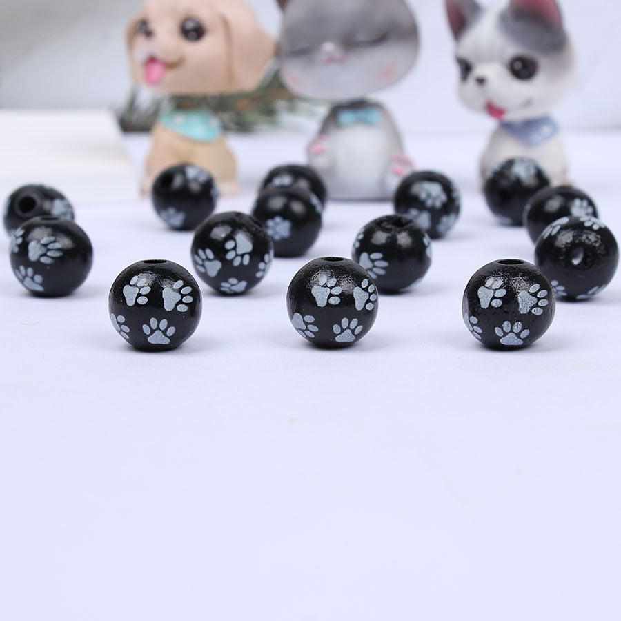 Wholesale 20pcs Dog Feet Bone Head Pet Wooden Beads
